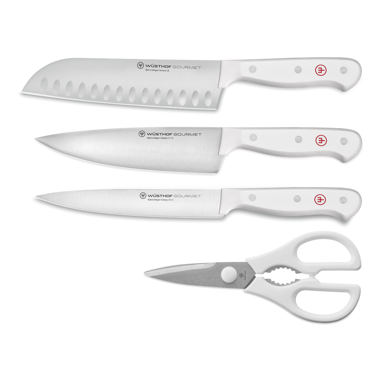 Gourmet White 4-Piece Prep Knife Set