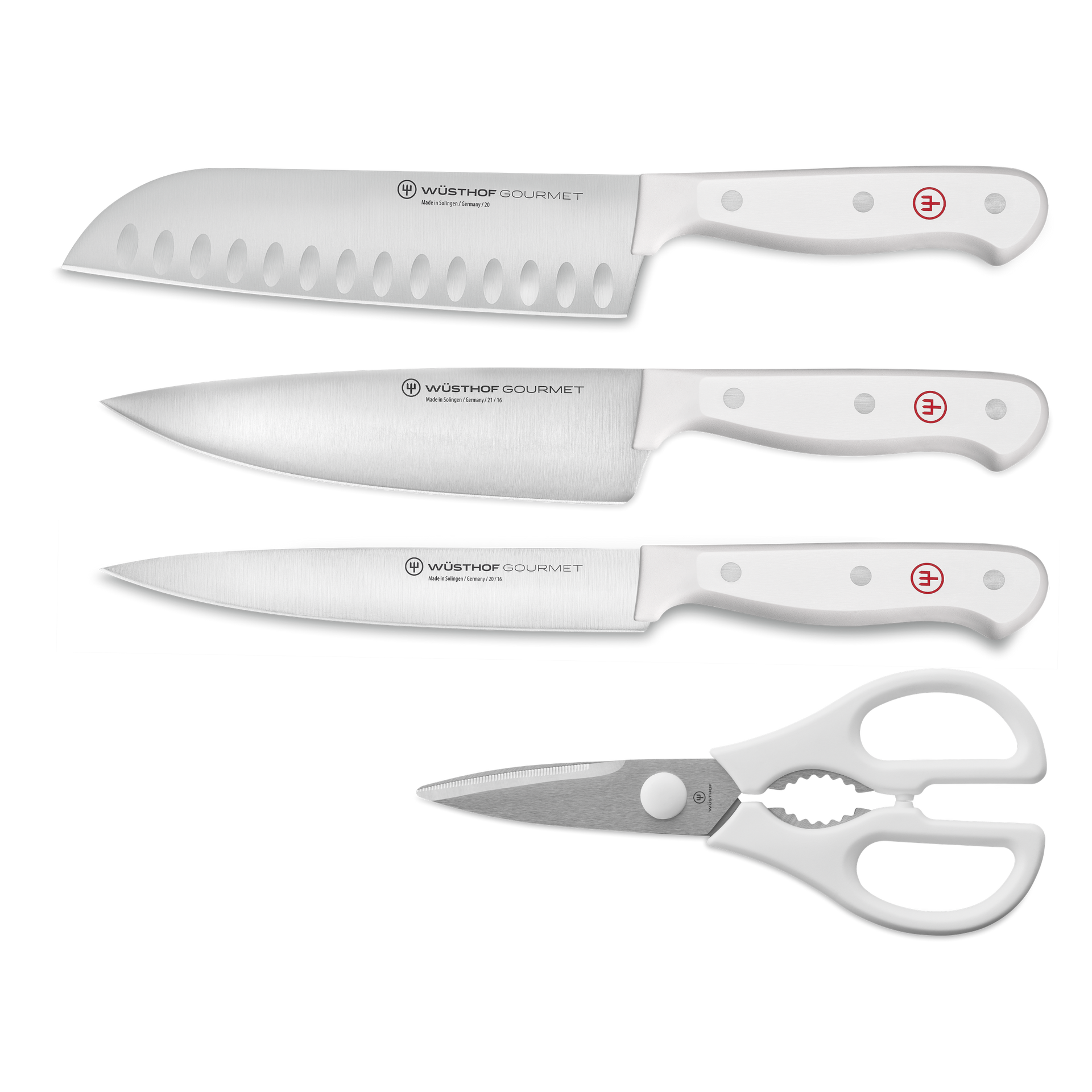 Gourmet White 4-Piece Prep Knife Set