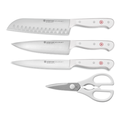 Gourmet White 4-Piece Prep Knife Set