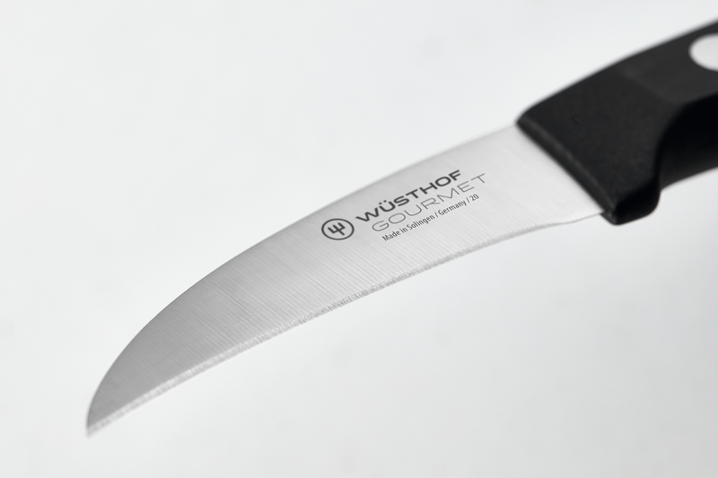 Wüsthof Gourmet knife with a black handle on a white background